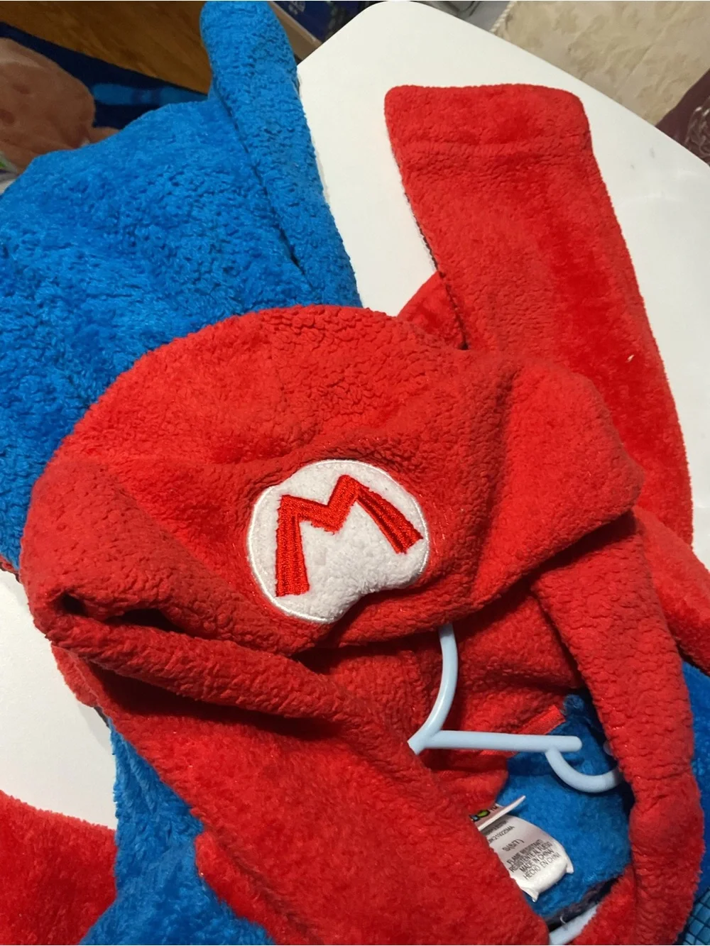 Super Mario Kids Hooded Bath Robe - Blue & Red